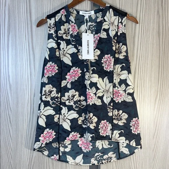 NWT Elizabeth and James Silk Sleeveless Blouse Top ~ in Lily Erwan Floral Print